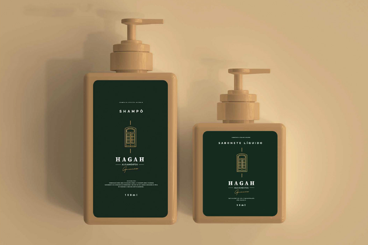Sabonete líquido com marca Hagah